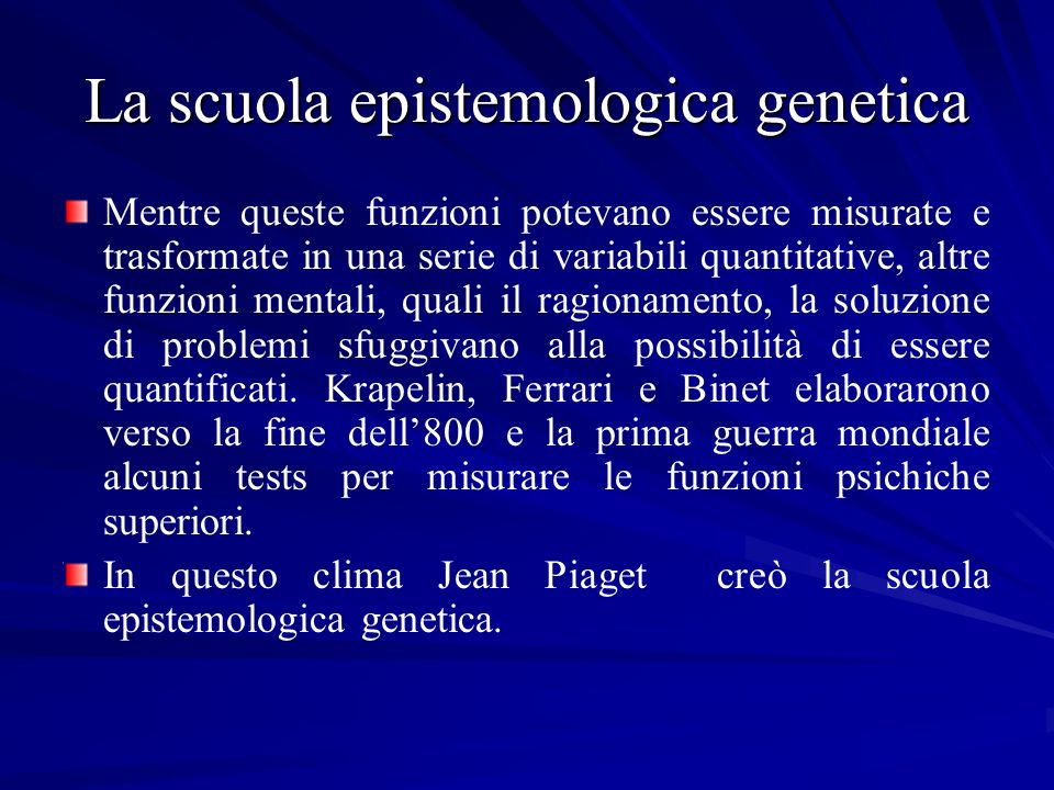 La scuola Epistemologico genetica ppt scaricare